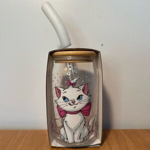 Aristocats Marie Glass tumbler with straw and bamboo lid